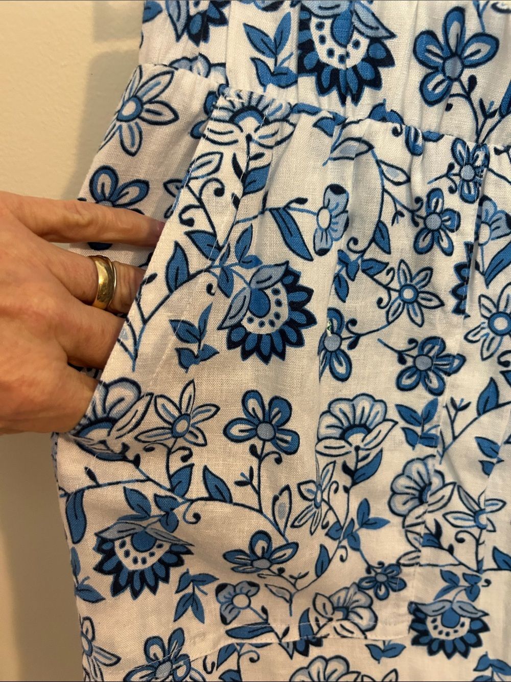 NWT Kim Rogers Linen Blend Skort Blue Floral Print Skirt Built-In Shorts Small - Picture 4 of 8